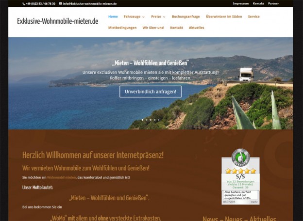 Neue Webseite für Exklusive-Wohnmobile-mieten.de